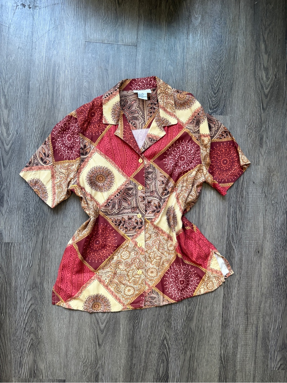 Alfred Dunner Paisley Patchwork Rayon Button Up | Petite 6